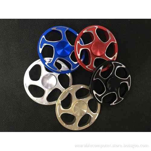 High speed 360 degree rotation fidget hand spinner metal round wheel fidget tri spinner wind finger gyro toys